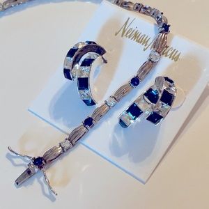 Sterling Silver Sapphires & CZ’s Bracelet Set💎💎